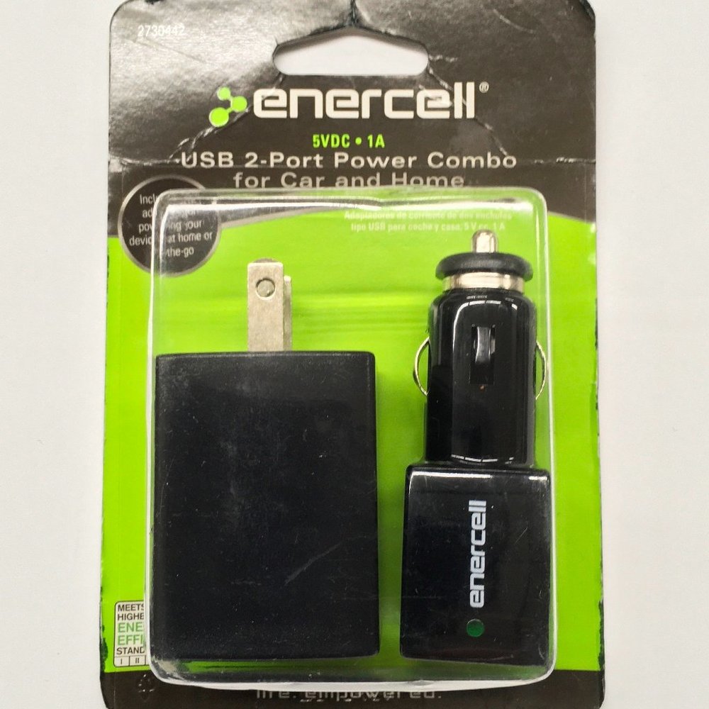 Enercell USB 2-Port Power Combo Car Wall Adapters